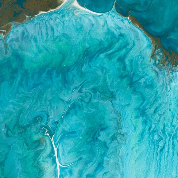 Turquoise Heaven - Coastal Fluid Art painting 16x20 - Picture 7 of 9